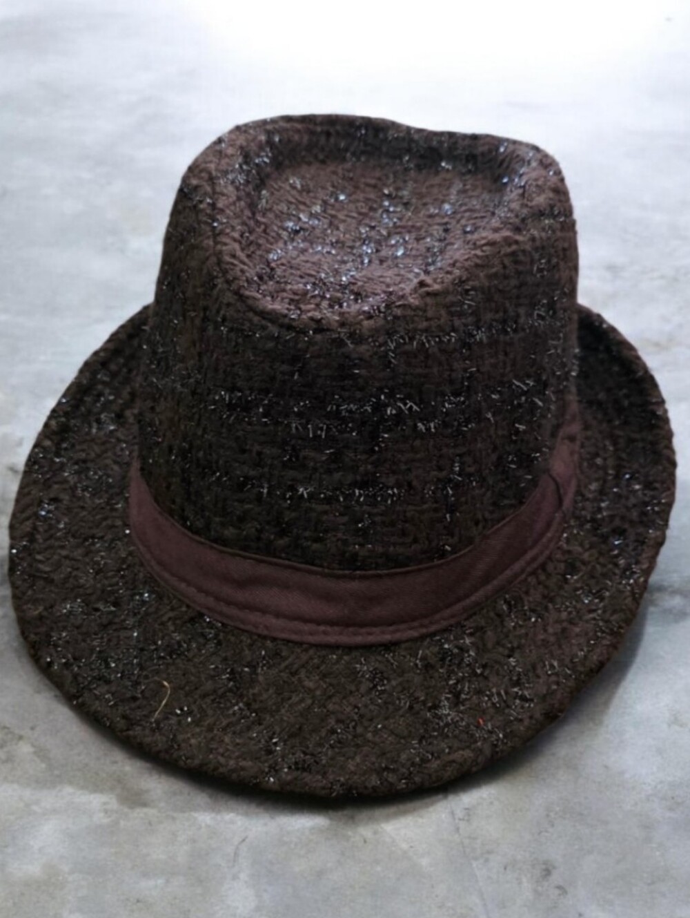 Brown Fedora Textured Trilby Short Brim Classic Jazz Dress Hat